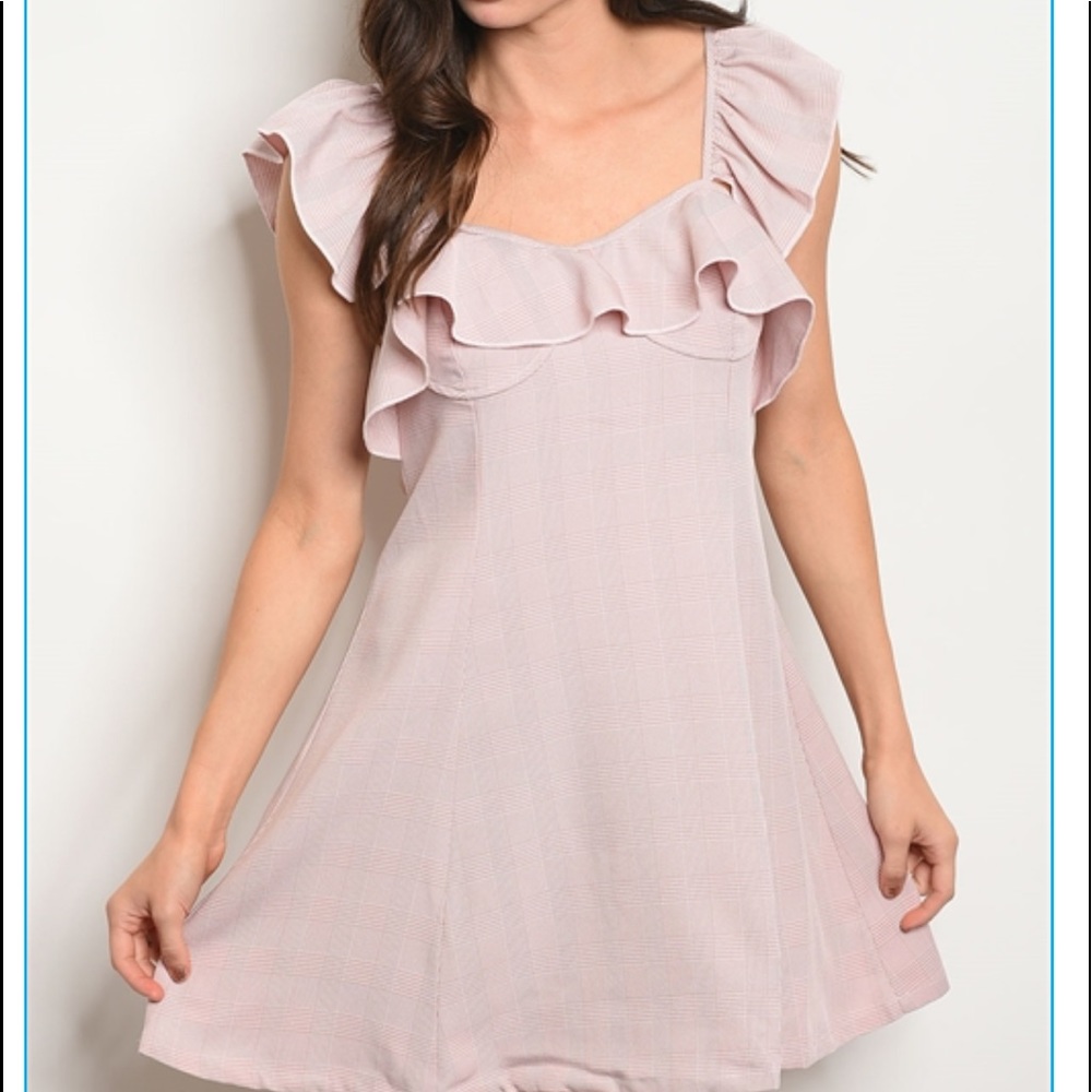 Pink & Ivory Checkered Mini Dress Sizes S M L - Picture 1 of 5